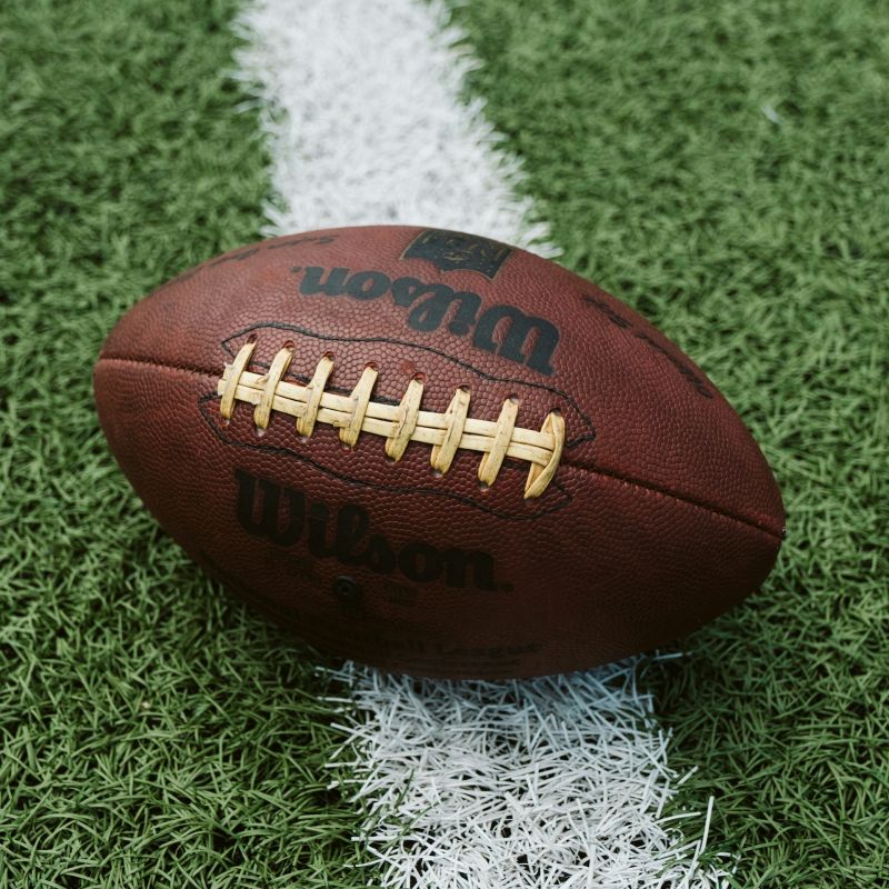 A football on a football field