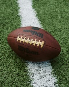 A football on a football field